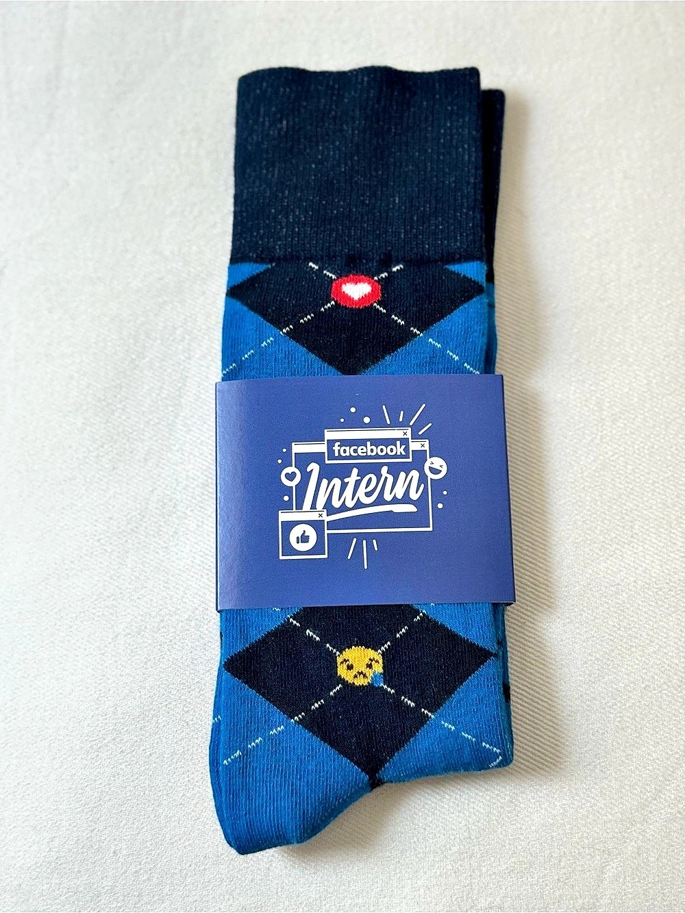 Facebook Intern Branded Argyle Socks Blue & Black